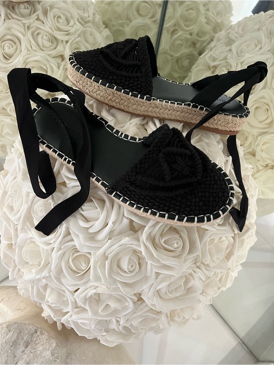 Primark Shoes - NEW Black Woven macrame Espadrille Sandals with lace up ankle ties